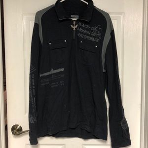 Black-op Mission Watercraft Submarine design long-sleeve half zip shirt